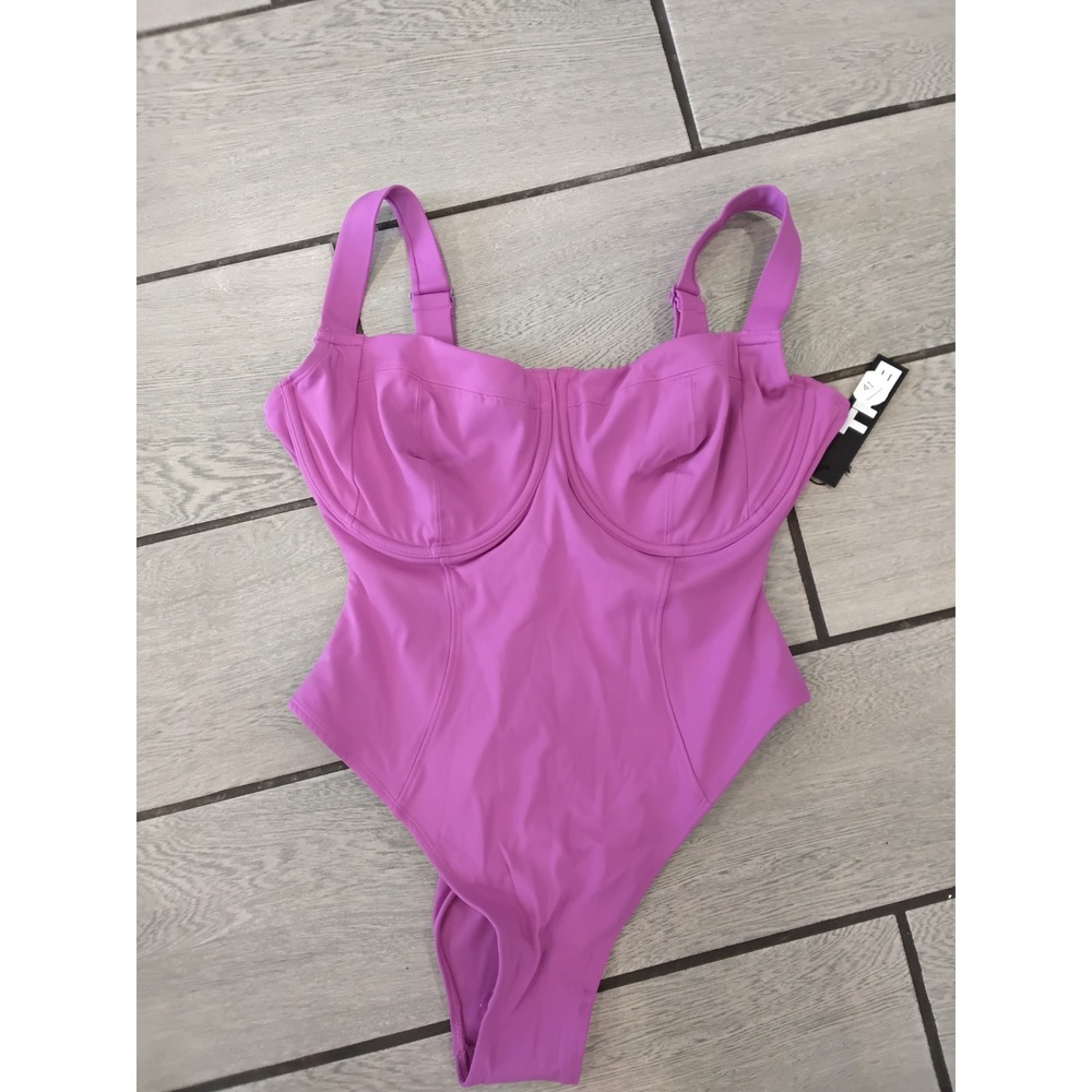 TA3 Hi Cut Lifty One Piece Swimsuit Orchid Purple Lace Up Back Size L Short F/G